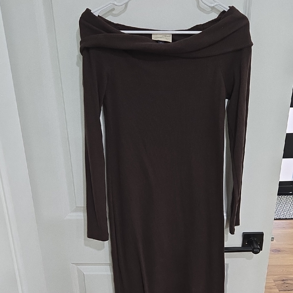Universal Thread Brown Off The Shoulder Knit Midi Dress